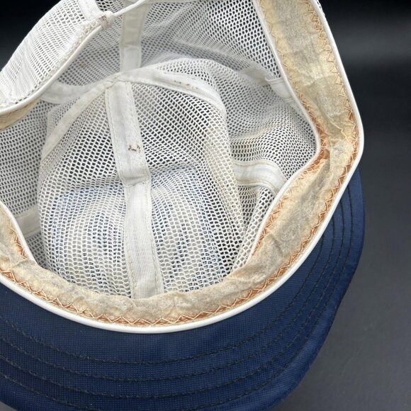 Vintage Volkswagen Mesh Short Brim Adjustable White And Blue Hat, with Pompom - Picture 7 of 9